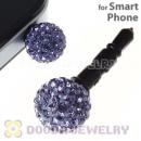 10mm Lilac Czech Crystal Ball Earphone Jack Plug For iPhone Wholesale