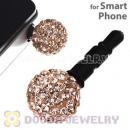 10mm Rose Czech Crystal Ball Earphone Jack Plug For iPhone Wholesale