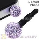10mm Lavender Czech Crystal Ball Earphone Jack Plug For iPhone Wholesale