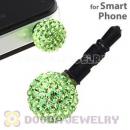 10mm Green Czech Crystal Ball Earphone Jack Plug For iPhone Wholesale