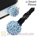 10mm Blue Czech Crystal Ball Earphone Jack Plug For iPhone Wholesale