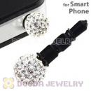 8mm White Czech Crystal Ball Earphone Jack Plug For iPhone Wholesale