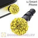 8mm Yellow Czech Crystal Ball Earphone Jack Plug For iPhone Wholesale
