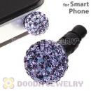 8mm Purple Czech Crystal Ball Earphone Jack Plug For iPhone Wholesale