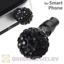8mm Black Czech Crystal Ball Earphone Jack Plug For iPhone Wholesale