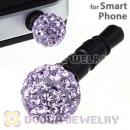 8mm Lavender Czech Crystal Ball Earphone Jack Plug For iPhone Wholesale