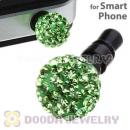 8mm Green Czech Crystal Ball Earphone Jack Plug For iPhone Wholesale