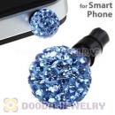 8mm Blue Czech Crystal Ball Earphone Jack Plug For iPhone Wholesale