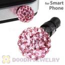 8mm Pink Czech Crystal Ball Earphone Jack Plug For iPhone Wholesale