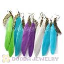 120 Pair Per Bag Multi Coloured Cheap Long Feather Earrings Wholesale