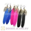 120 Pair Per Bag Multi Coloured Cheap Long Feather Earrings Wholesale