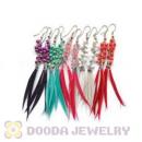 120 Pair Per Bag Multi Coloured Cheap Long Feather Earrings Wholesale