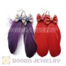 120 Pair Per Bag Multi Coloured Cheap Long Feather Earrings Wholesale