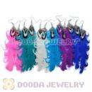 120 Pair Per Bag Multi Coloured Cheap Long Feather Earrings Wholesale