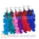 120 Pair Per Bag Multi Coloured Cheap Long Feather Earrings Wholesale