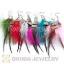 120 Pair Per Bag Multi Coloured Cheap Long Feather Earrings Wholesale
