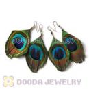 120 Pair Per Bag Multi Coloured Cheap Long Peacock Feather Earrings Wholesale