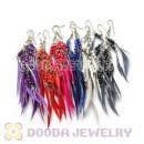 120 Pair Per Bag Multi Coloured Cheap Long Feather Earrings Wholesale