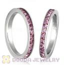 Fashion Unisex Stainless Stackable Finger Ring With Light Amethyst Austrian Crystal