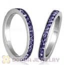 Fashion Unisex Stainless Stackable Finger Ring With Tanzanite Austrian Crystal