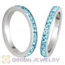 Fashion Unisex Stainless Stackable Finger Ring With Aquamarine Austrian Crystal