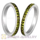Fashion Unisex Stainless Stackable Finger Ring With Olivine Austrian Crystal