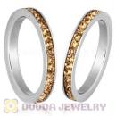 Fashion Unisex Stainless Stackable Finger Ring With Jonquil Austrian Crystal