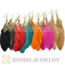 120 Pair Per Bag Multi Coloured Cheap Long Feather Earrings Wholesale