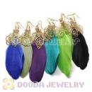120 Pair Per Bag Multi Coloured Cheap Long Feather Earrings Wholesale