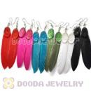 120 Pair Per Bag Multi Coloured Cheap Long Feather Earrings Wholesale