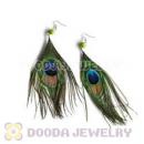120 Pair Per Bag Multi Coloured Cheap Long Peacock Feather Earrings Wholesale