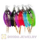 120 Pair Per Bag Multi Coloured Cheap Long Feather Earrings Wholesale