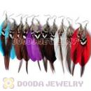 120 Pair Per Bag Multi Coloured Cheap Long Feather Earrings Wholesale