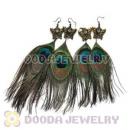 120 Pair Per Bag Multi Coloured Cheap Long Peacock Feather Earrings Wholesale