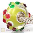 Top Class European Glass Floral Beads With 925 Sterling Silver Single Core