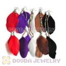 120 Pair Per Bag Multi Coloured Cheap Long Feather Earrings Wholesale