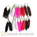 120 Pair Per Bag Multi Coloured Cheap Long Feather Earrings Wholesale