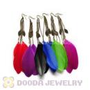 120 Pair Per Bag Multi Coloured Cheap Long Feather Earrings Wholesale