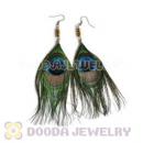 120 Pair Per Bag Multi Coloured Cheap Long Peacock Feather Earrings Wholesale