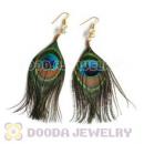 120 Pair Per Bag Multi Coloured Cheap Long Peacock Feather Earrings Wholesale