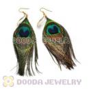 120 Pair Per Bag Multi Coloured Cheap Long Peacock Feather Earrings Wholesale