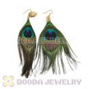 120 Pair Per Bag Multi Coloured Cheap Long Peacock Feather Earrings Wholesale