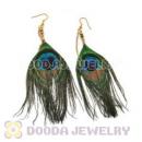 120 Pair Per Bag Multi Coloured Cheap Long Peacock Feather Earrings Wholesale