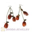 120 Pair Per Bag Multi Coloured Cheap Long Feather Earrings Wholesale