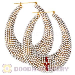 76X90mm Basketball Wives Bamboo Pearl Hoop Earrings Wholesale