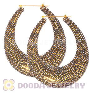 76X90mm Basketball Wives Bamboo Pearl Water Drop Earrings 