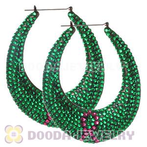 76X90mm Black Basketball Wives Bamboo Pink Ribbon Crystal Earrings 