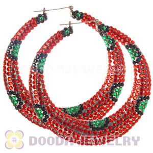90mm Basketball Wives Bamboo Crystal Hoop Earrings 