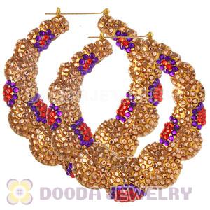 80mm Basketball Wives Bamboo Crystal Hoop Earrings Wholesale 