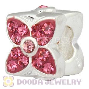 925 Sterling Silver Four Leaf Clover Beads With Yellow Austrian Crystal 